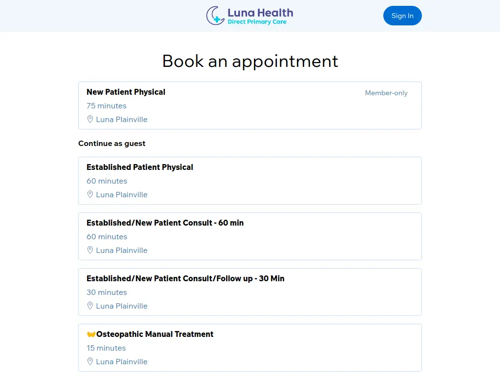 Schedule your first appointment with Luna Health
